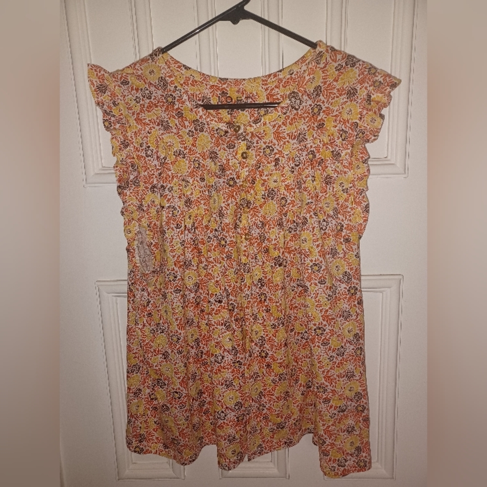 Loft Vintage Soft Floral Sleeveless Top Size XXL